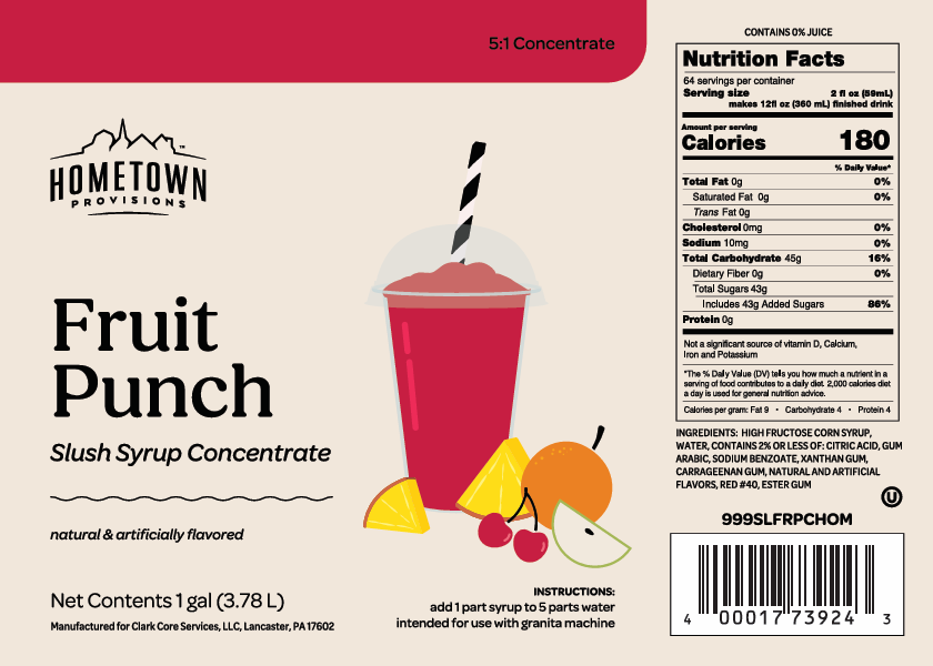 Kosher fruit punch slush syrup label