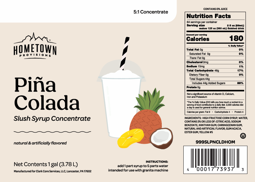 Kosher pina colada slush syrup label
