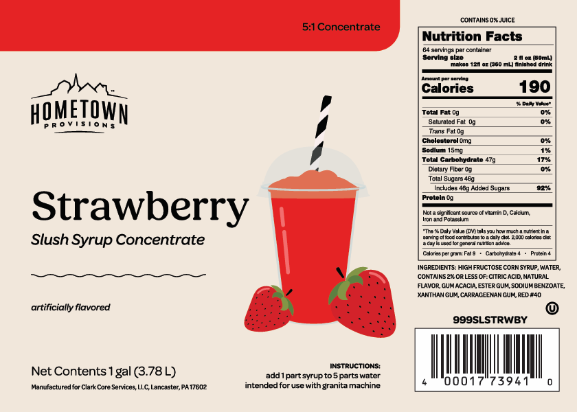 Kosher strawberry slush syrup label